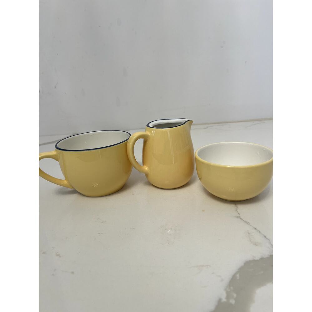Pottery Creamer, Sugar Bowl and Cup/Mug 3 Pieces Italy